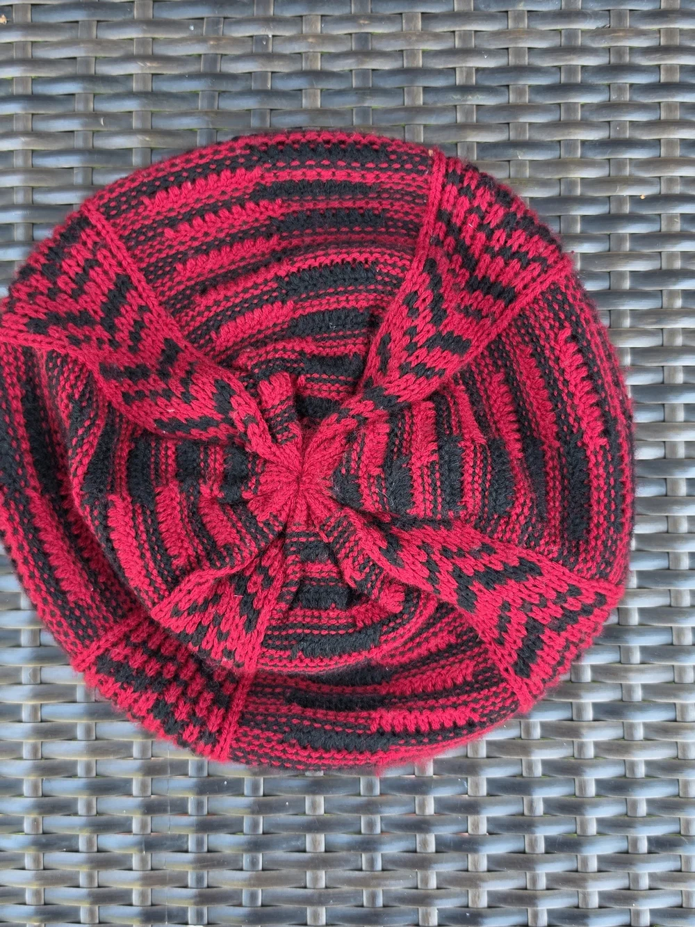 Anne Klein II Womens's Red and Black Knit Beanie